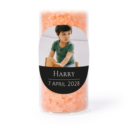 Glazen buisjes met ronde stickers & roze badzout (set van 12) Glazen buisjes met ronde stickers & roze badzout (set van 12)