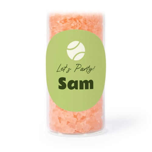 Lasiputki pyöreillä tarroilla & vaaleanpunaisella kylpysuolalla - 12 kpl