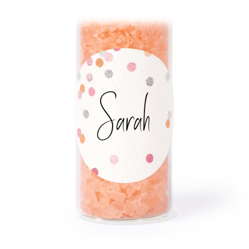 Tube avec sticker rond &amp; sel de bain rose (lot de 12)