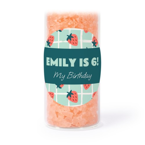 Lasiputki pyöreillä tarroilla & vaaleanpunaisella kylpysuolalla - 12 kpl