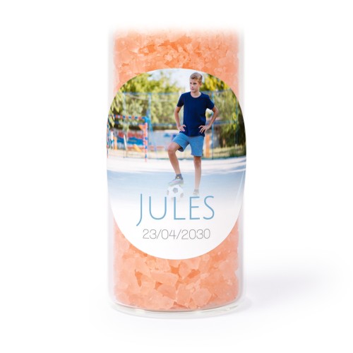 Glasrør med runde klistermærker & lyserødt badesalt - 12 stk