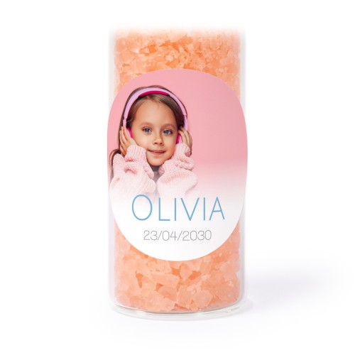 Glazen buisjes met ronde stickers & roze badzout (set van 12)