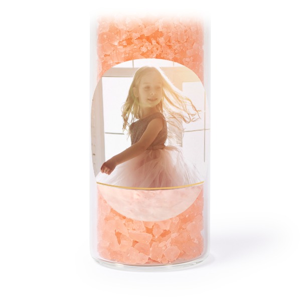 Glasrör med runda klistermärken & rosa badsalt - 12 st