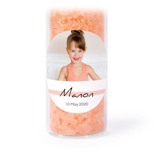 Glasrør med runde klistermærker & lyserødt badesalt - 12 stk Glasrør med runde klistermærker & lyserødt badesalt - 12 stk