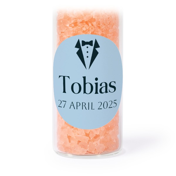 Glasrör med runda klistermärken & rosa badsalt - 12 st