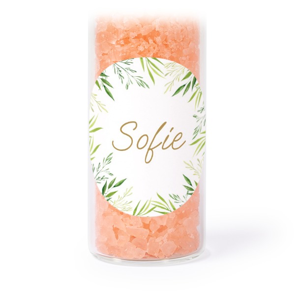 Glasrør med runde klistermærker & lyserødt badesalt - 12 stk Glasrør med runde klistermærker & lyserødt badesalt - 12 stk