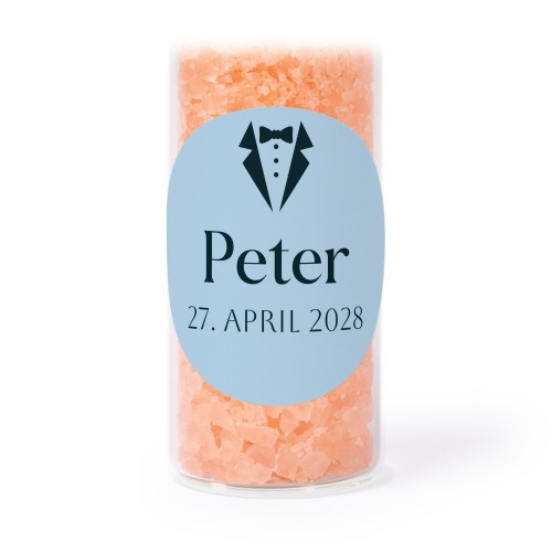 Glasrør med runde klistermærker & lyserødt badesalt - 12 stk