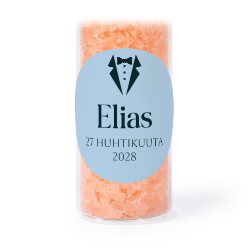 Lasiputki pyöreillä tarroilla & vaaleanpunaisella kylpysuolalla - 12 kpl