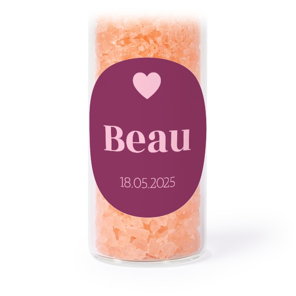 Glasrör med runda klistermärken & rosa badsalt - 12 st