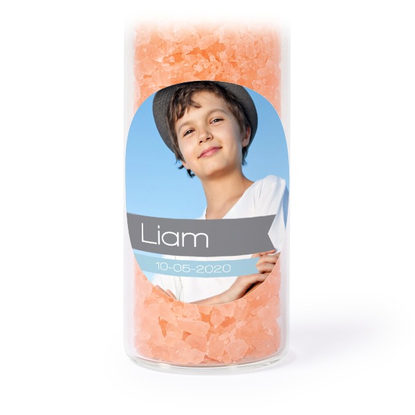 Tube avec sticker rond &amp; sel de bain rose (lot de 12)