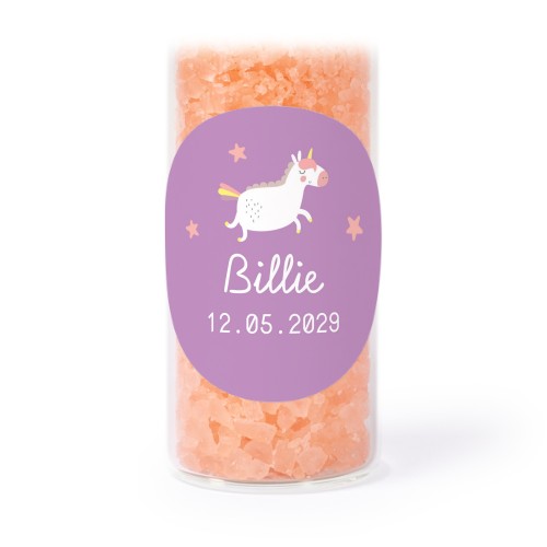 Glasrör med runda klistermärken & rosa badsalt - 12 st