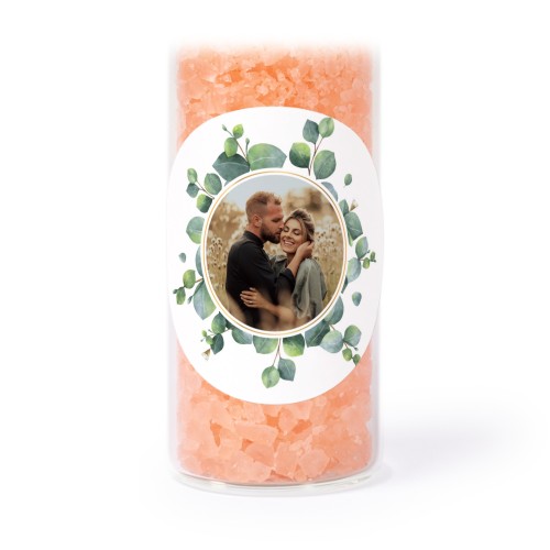 Glass tubes with round stickers & pink bath salt - set of 12