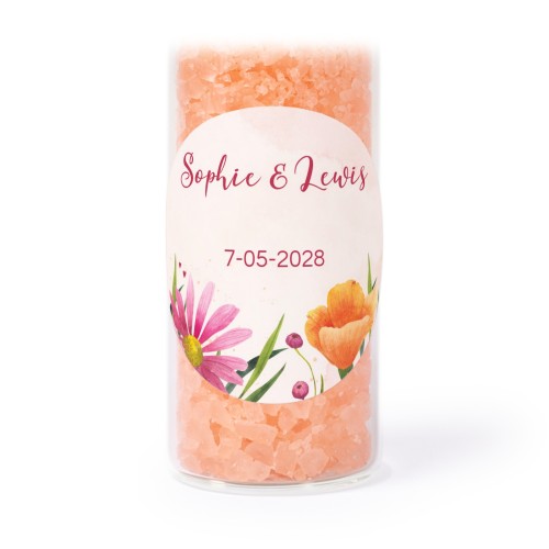 Mini-Glasröhrchen Set mit runden Stickern & Badesalz Pink - 12 Stk.