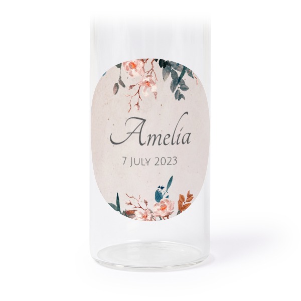 Glassrør med kork og runde klistremerker - 12 stk