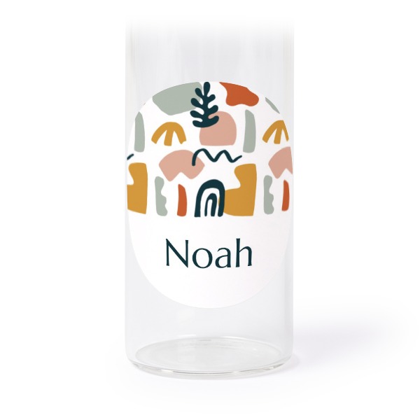 Glass tube with cork and round stickers - 12 pcs