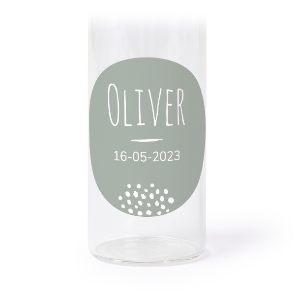 Glazen buisjes met ronde stickers - set van 12 Glazen buisjes met ronde stickers - set van 12