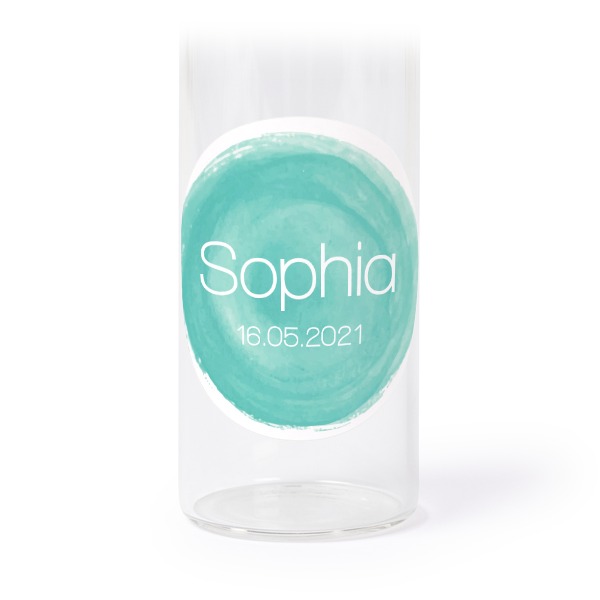 Glass tube with cork and round stickers - 12 pcs