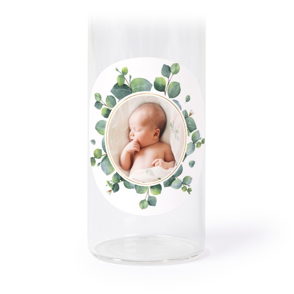 Glass tube with cork and round stickers - 12 pcs