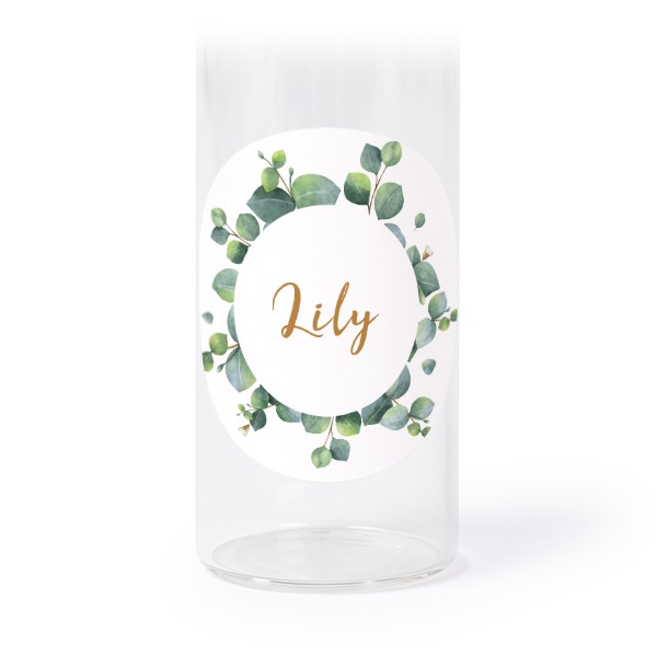 Glass tube with cork and round stickers - 12 pcs