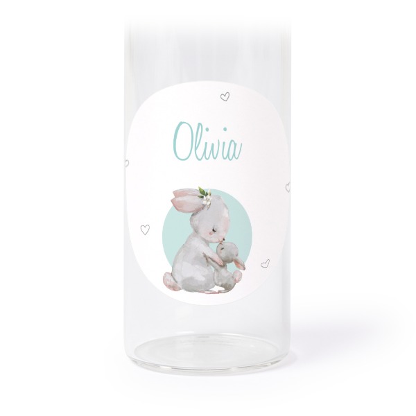 Glasrør med låg og runde klistermærker - 12 stk