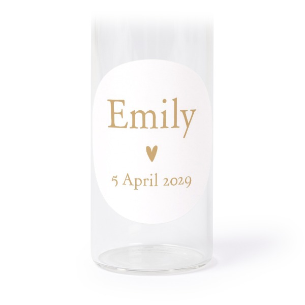 Glass tube with cork and round stickers - 12 pcs