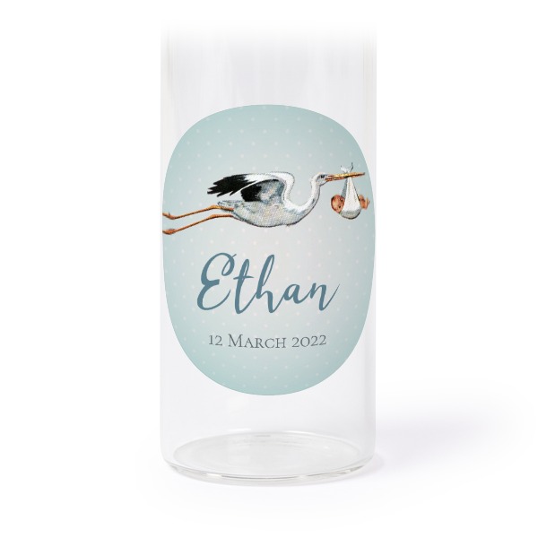 Glasrör med kork och runda klistermärken - 12 st