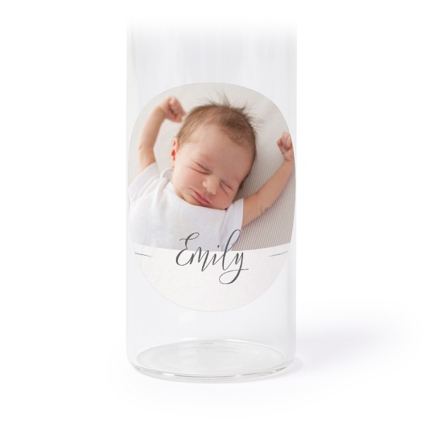 Glass tube with cork and round stickers - 12 pcs