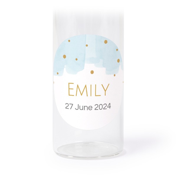 Glasrör med kork och runda klistermärken - 12 st