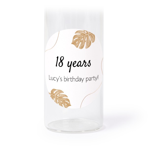 Glass tube with cork and round stickers - 12 pcs
