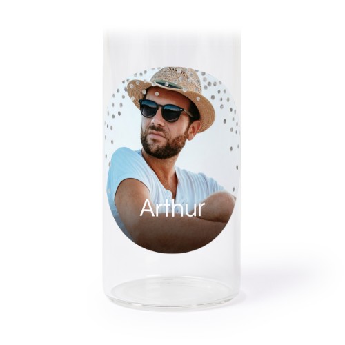 Glass tube with cork and round stickers - 12 pcs