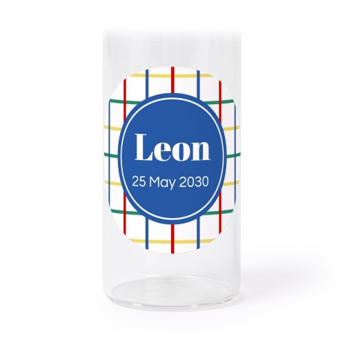 Glass tube with cork and round stickers - 12 pcs