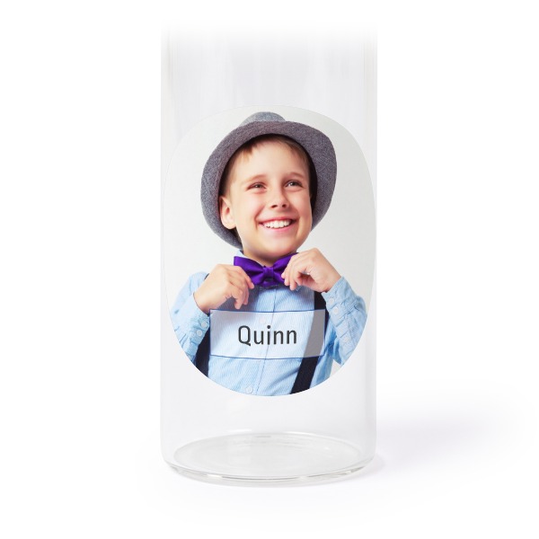 Glass tube with cork and round stickers - 12 pcs