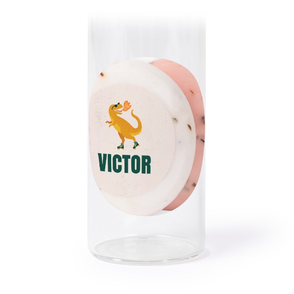 Glass tube with cork and round stickers - 12 pcs
