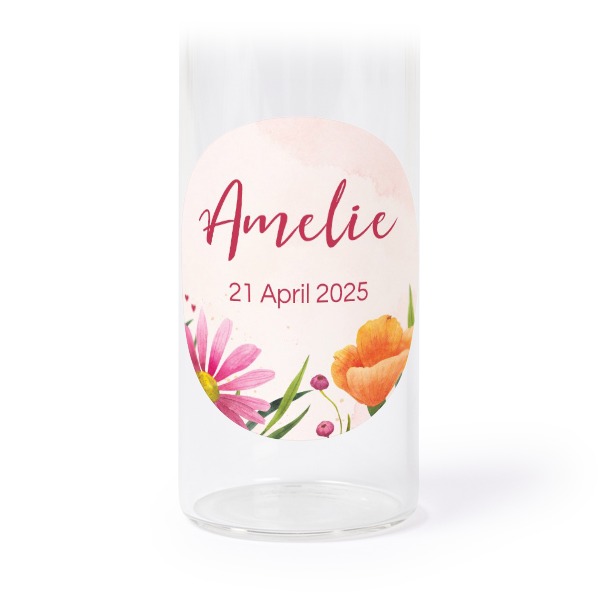 Glass tube with cork and round stickers - 12 pcs