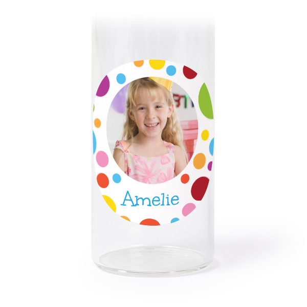 Glass tube with cork and round stickers - 12 pcs