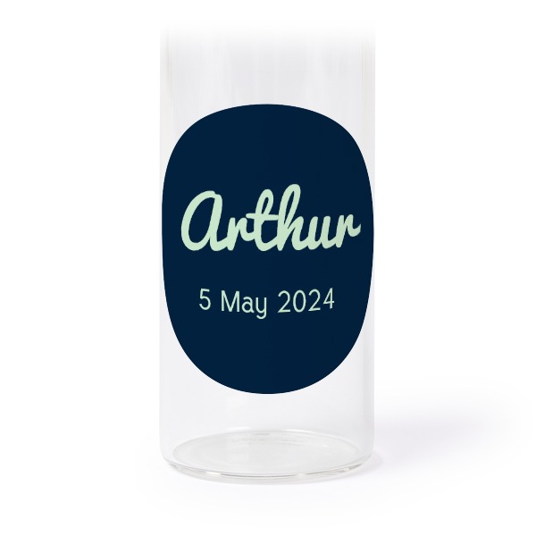 Glass tube with cork and round stickers - 12 pcs