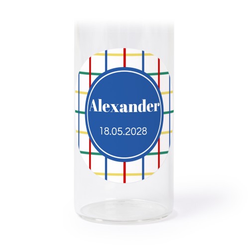 Glassrør med kork og runde klistremerker - 12 stk