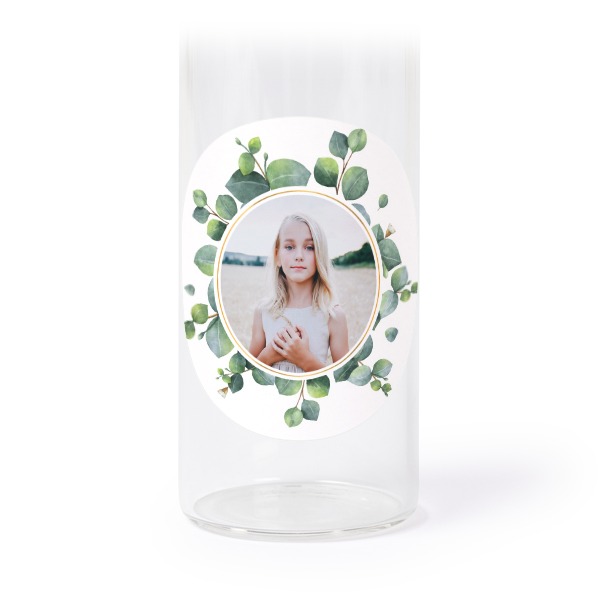 Glass tube with cork and round stickers - 12 pcs