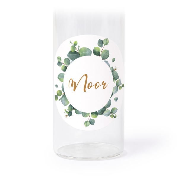 Glass tube with cork and round stickers - 12 pcs