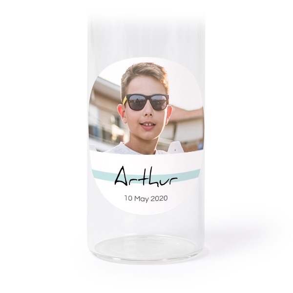 Glasrør med låg og runde klistermærker - 12 stk Glasrør med låg og runde klistermærker - 12 stk