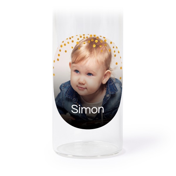 Glazen buisjes met ronde stickers - set van 12