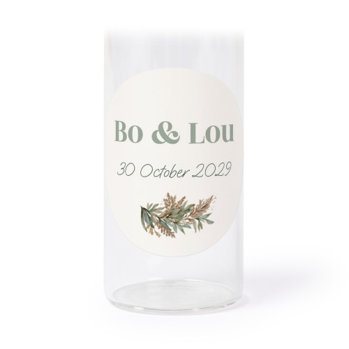 Glass tube with cork and round stickers - 12 pcs