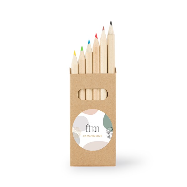 Colored Pencils Sticker Round - set of 12