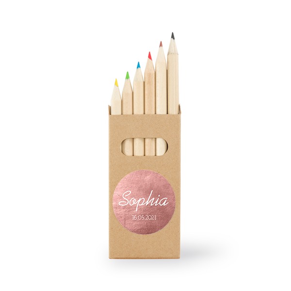 Colored Pencils Sticker Round - set of 12