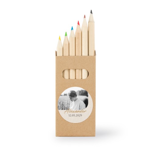 Colored Pencils Sticker Round - set of 12