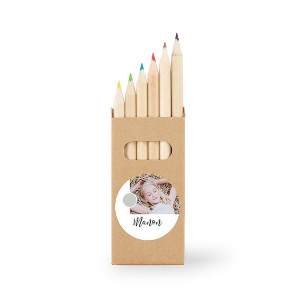 Colored Pencils Sticker Round - set of 12