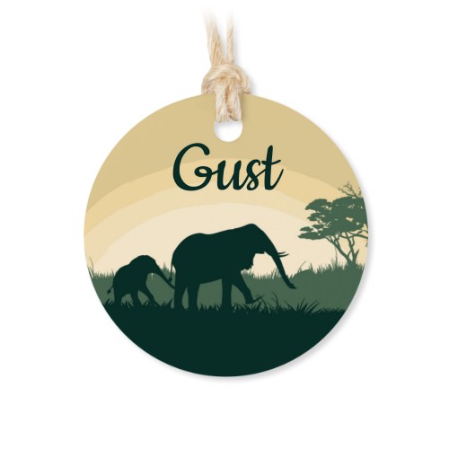 Stoffen zakjes met rond label - set van 12