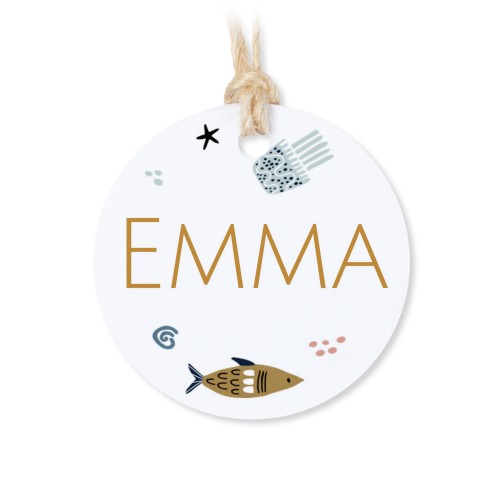 Små stofposer med rund etiket – 12 stk