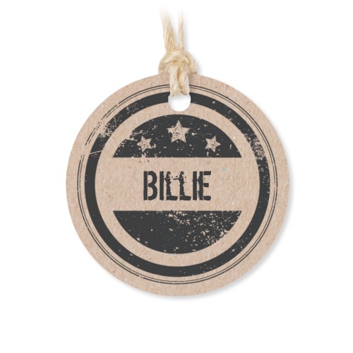 Stoffen zakjes met rond label - set van 12