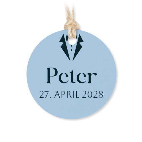 Små stofposer med rund etiket – 12 stk